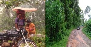 karnataka man holds umbrella for his daughter